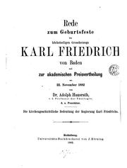 Cover of: Die kirchengeschichtliche Bedeutung der Regierung Karl Friedrichs