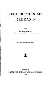 Cover of: Einführung in die Geodäsie by Otto Eggert