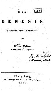Cover of: Die Genesis, historisch-kritisch erläutert