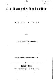 Cover of: Die Handschriftenhändler des Mittelalters.