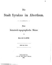 Cover of: Die Stadt Syrakus im Alterthum