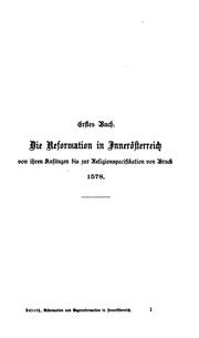 Cover of: Die Reformation und Gegenreformation in den innerösterreichischen Ländern im XVI. Jahrhundert