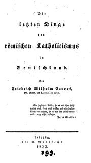 Cover of: Die letzten Dinge des römischen Katholicismus in Deutschland