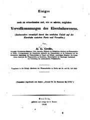 Cover of: Einiges von noch zu wünschenden und, wie es scheint, möglichen Vervollkommnungen des ... by August Leopold Crelle