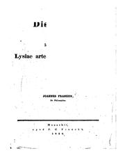 Cover of: Dissertatio de locis quibusdam Lysiae arte critica persanandis