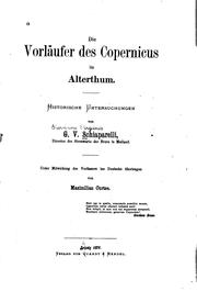 Cover of: Die Vorläufer des Copernicus im Alterthum: Historische Untersuchungen; unter ...