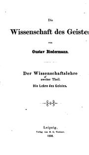 Cover of: Die Wissenschaft des Geistes