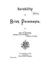 Cover of: Durability of Brick Pavements | Ira Osborn Baker