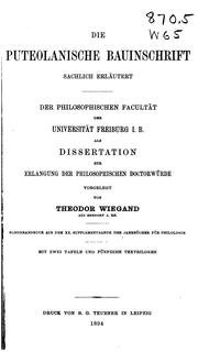 Cover of: Die puteolanische Bauinschrift sachlich erläutert