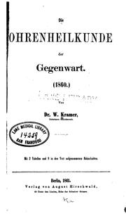 Cover of: Die Ohrenheilkunde der Gegenwart, 1860