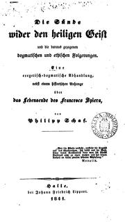 Cover of: Die Sünde wider den heiligen Geist und die daraus gezogenen dogmatischen und ethischen ...