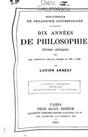 Cover of: Dix années de philosophie: Études critiques sur les principaux travaux ...