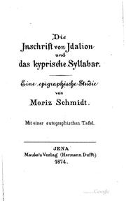 Cover of: Die Inschrift von Idalion und das kyprische Syllabar: Eine epigraphische Studie