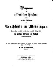 Cover of: Die Schule zu Meiningen und ihr rector Metzler in der zweiten Hälfte des 16. Jahrhunderts