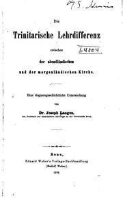 Cover of: Die trinitarische Lehrdifferenz zwischen der abendländischen und der Morgen ...