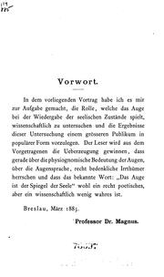 Cover of: Die Sprache der Augen: Vortrag gehalten am 2. März 1885 im Musiksaal der Universität zum Besten ...