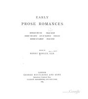 Cover of: Early Prose Romances;