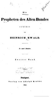 Cover of: Die Propheten des alten Bundes by Heinrich Ewald