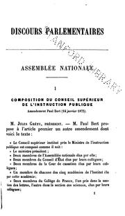 Cover of: Discours parlementaires: Assemblée nationale-Chambre des députés, 1872-1881 by Paul Bert