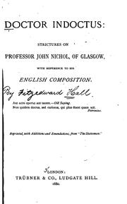 Cover of: Doctor Indoctus: Strictures on Professor John Nichol, of Glasgow: With Reference to His English ...