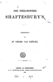 Cover of: Die Philosophie Shaftesbury's