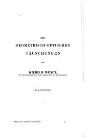 Cover of: Die geometrisch-optischen Täuschungen