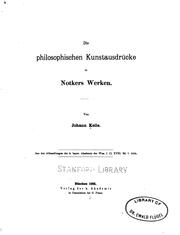 Cover of: Die philosophischen Kunstausdrücke in Notkers Werken
