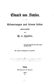 Cover of: Eduard von Simson: Erinnerungen aus seinem Leben