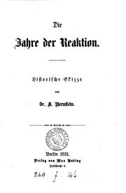 Cover of: Die Jahre der Reaktion: Historische Skizze