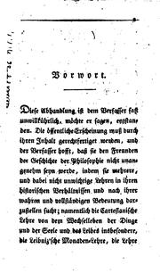 Cover of: Die Leibniz'sche Lehre von der Prastabilirten Harmonie in ihrem ...