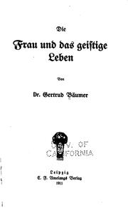 Cover of: Die Frau und das geistige Leben