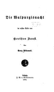 Cover of: Die Walpurgisnacht im ersten Teile von Goethes Faust