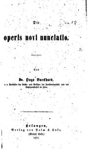 Cover of: Die Operis Novi Nunciatio