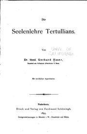 Cover of: Die Seelenlehre Tertullians...
