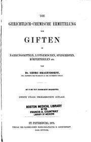 Die gerichtlich-chemische Ermittelung von Giften in Nahrungsmitteln .. by Georg Dragendorff