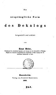 Cover of: Die ursprüngliche Form des Dekalogs by Ernst Heinrich Meier