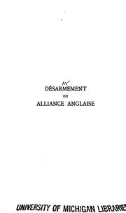Cover of: Désarmement ou alliance anglaise