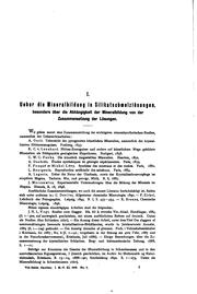 Cover of: Die Silikatschmelzlösungen mit besonderer Rücksicht auf die Mineralbildung ...