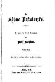 Cover of: Die Söhne Pestalozzi's: Roman in drei Bänden