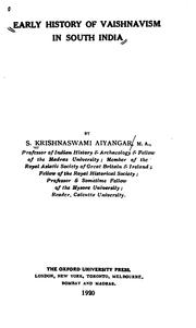 Cover of: Early History of Vaishnavism in South India by Sakkottai Krishnaswami Aiyangar