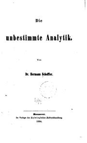 Cover of: Die unbestimmte Analytik