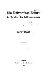 Cover of: Die Universität Erfurt im Zeitalter des Frühhumanismus
