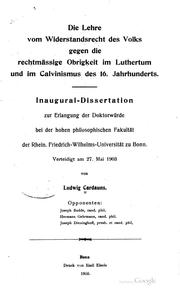 Cover of: Die Lehre vom Widerstandsrecht des Volks gegen die rechtmässige Obrigkeit im ...