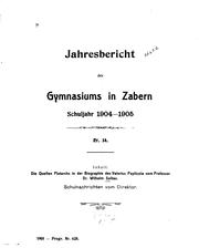 Cover of: Die Quellen Plutarchi in der Biographie des Valerius Poplicola