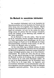 Cover of: Die Mechanik im neunzehnten Jahrhundert