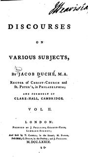 Cover of: Discourses on Various Subjects