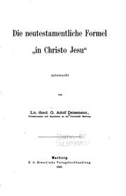 Cover of: Die neutestamentliche Formel "in Christo Jesu"