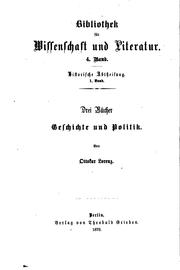 Cover of: Drei Bücher Geschichte und Politik by Ottokar Lorenz