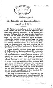 Cover of: Die Hauptsätze der Quaternionentheorie