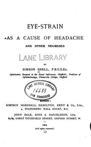 Cover of: Eye-strain as a cause of headache and other neuroses